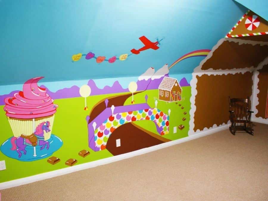 Candy World Wall Mural hand-painted by Adrienne of About Murals in Hamilton, ON.