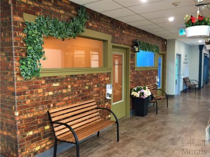 Old Brick Wall Mural, as seen at The Pearl Hummingbird, is a red brick wallpaper sold by AboutMurals.ca.