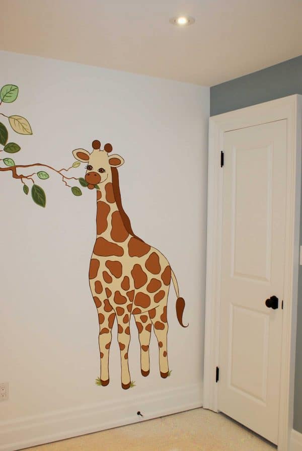 Adrienne of AboutMurals.ca painted this giraffe in a kids mural