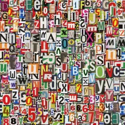 ABC Wallpaper is a collage mural of colourful letters and numbers from About Murals.