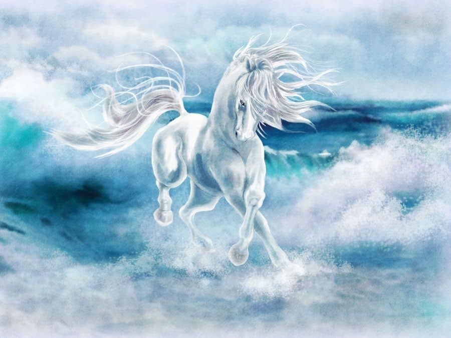 A Beautiful Running White Horse 3D Wallpaper Available in All Size for  Living Room, Bed Rooms, TV Background, Size : (7 x 5) ft : Amazon.in: Home  Improvement