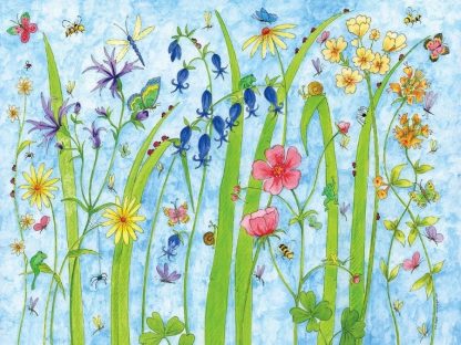 Butterfly Garden Wallpaper features cute bugs in a whimsical kids garden from About Murals