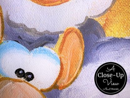 A close-up view of a cute sheep wallpaper from About Murals