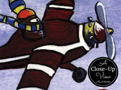 A close-up view of an airplane in a Good Night Wallpaper from About Murals.