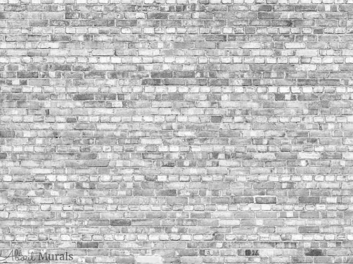Old Brick Wall Mural Light Black and White is a grey brick wallpaper that creates a textured, almost 3D look that's perfect for a bedroom or living room. Brick wallpaper sold by AboutMurals.ca.