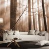 Old Forest Sepia Wall Mural in a Living Room. Forest wallpaper from About Murals.