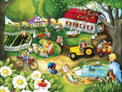 Farm Animal Wallpaper is a kids mural featuring barnyard animals like a pig, cow, horse, sheep, chicken and rabbits from About Murals.