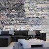 Old Multi Colored Brick Wall Mural, as seen in this living room, is an industrial feeling brick wallpaper from About Murals.