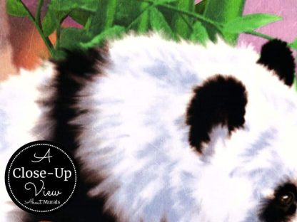A close-up view of a panda wall mural for kids from About Murals