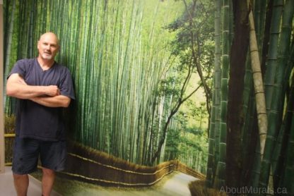 Sagano Bamboo Forest Wall Mural, as seen in this hospital, features a path lined with bamboo trees in Kyoto, Japan. Bamboo wallpaper sold by AboutMurals.ca.