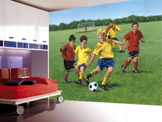 Soccer Game Wallpaper in a Kids Bedroom from About Murals