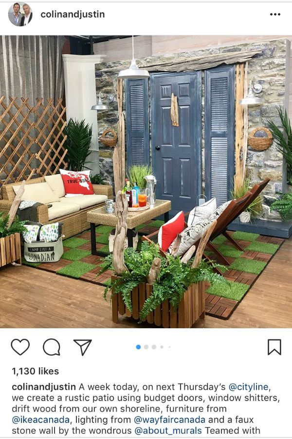 Stone Wall Mural from About Murals as featured on celebrity designers, Colin and Justin's Instagram Page