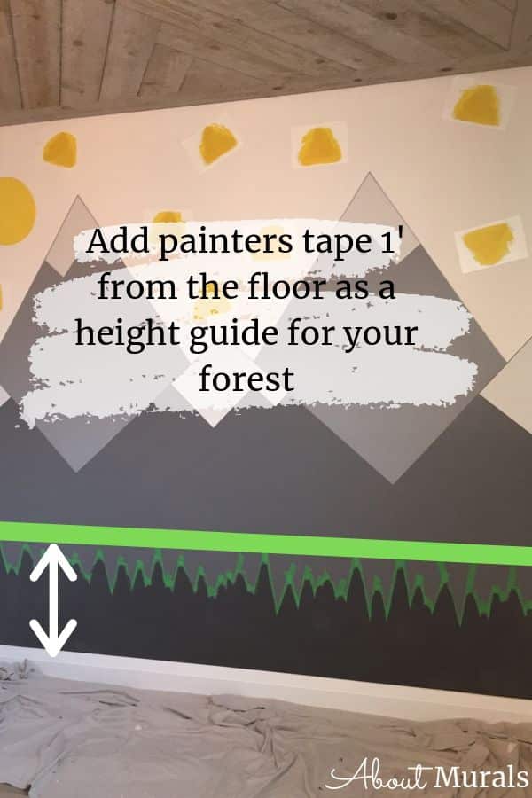 Adding a forest to a DIY mountain mural by AboutMurals.ca