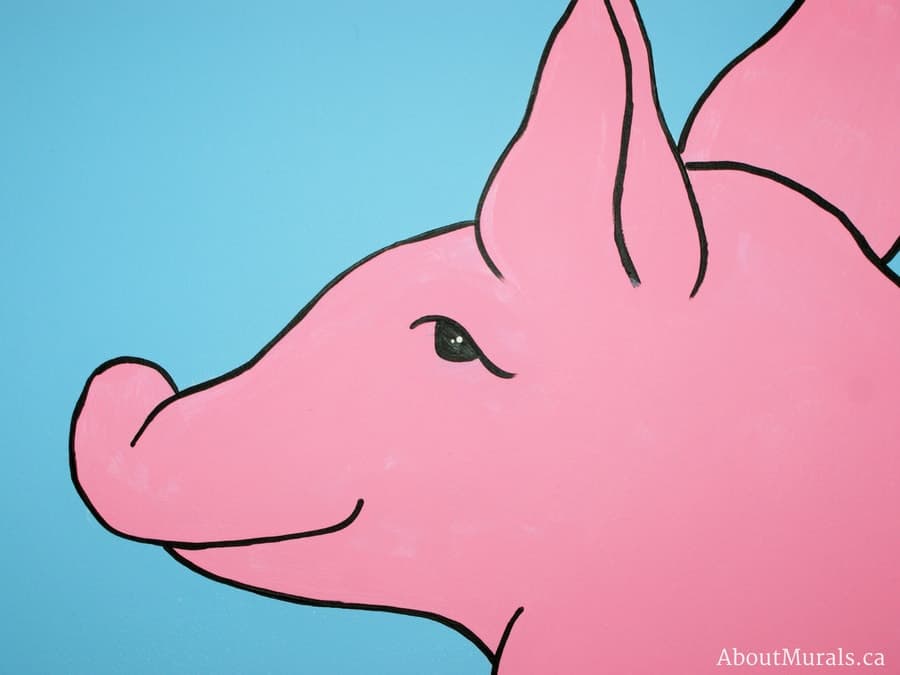 Adrienne Scanlan painted this pig on a playroom wall