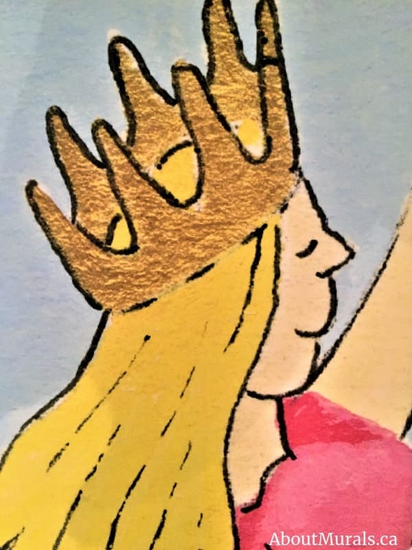 A close-up photo of a princess in a fairytale wall mural, sold by AboutMurals.ca