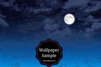 Night Sky Wallpaper Sample is a pre-pasted sample of a starry sky with a moon, sold by About Murals.