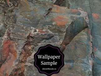 Canadian Shield Rock Face Mural Sample features grey and rust coloured stone. Stone wallpaper sold by About Murals.