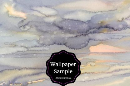 Watercolor Mural Sample features abstract purple and gold art. Removable wallpaper from About Murals