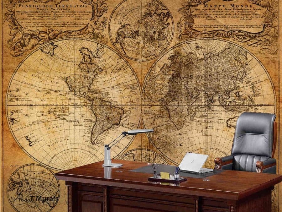 Old World Map Wallpaper in an Executive Office from AboutMurals.ca