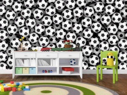 Soccer Balls Wallpaper in a Kids Room from About Murals