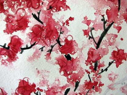 Cherry Blossom Art Wallpaper is a flower mural of watercolor cherry blossoms from About Murals.