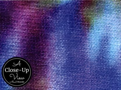 A close-up view of fabric in a rainbow tie dye wallpaper from About Murals.