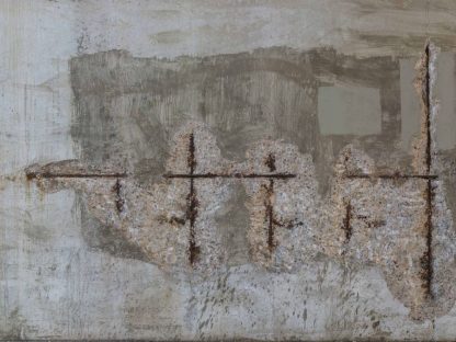 Aged Concrete Wallpaper features rusty metal rods in a grey concrete wall from About Murals.