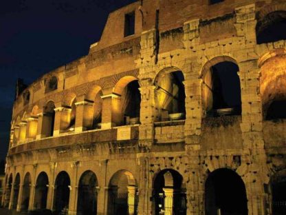 Rome Wallpaper is a photo wall mural of the old Coliseum lit up at night from About Murals.