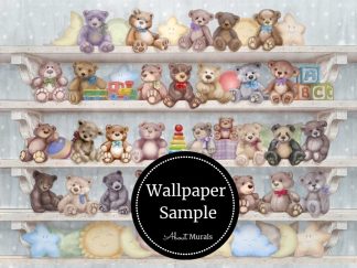 Teddy Bears Mural is a kids wallpaper with lots of teddy bears. Wallpaper samples available from About Murals.