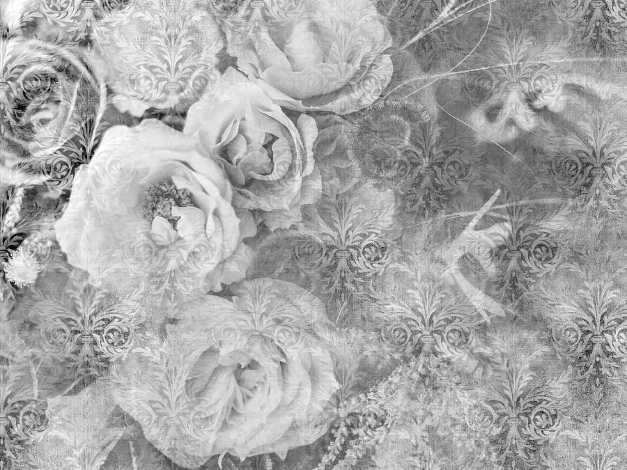 Floral Black Grey White Rose Flower Wall Mural Photo Wallpaper GIANT WALL DECOR