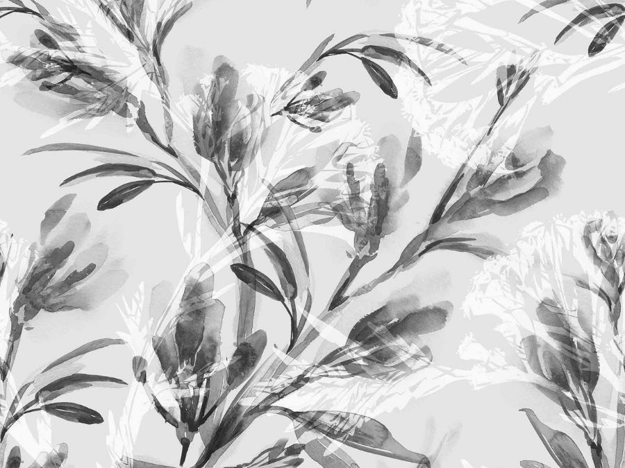 Grey Watercolor Flower Wallpaper | About Murals