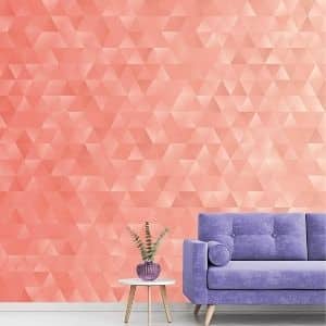 Shop wallpaper murals, like this geometric wall mural in a living room, from About Murals.