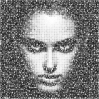 Face Letter Wallpaper, formerly called Text Face, is a wall mural of a girl’s face made out of a black and white alphabet letters from About Murals.