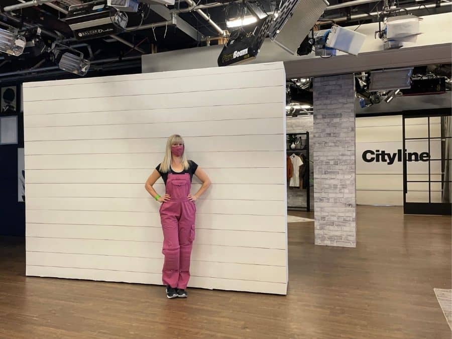 Shiplap Wallpaper, installed on set at Cityline by Adrienne of About Murals, is a white wood wallpaper full of texture.