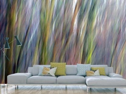 Spring Grass Wallpaper, as seen on the wall of this living room, is a photo mural of green and purple grass from About Murals.