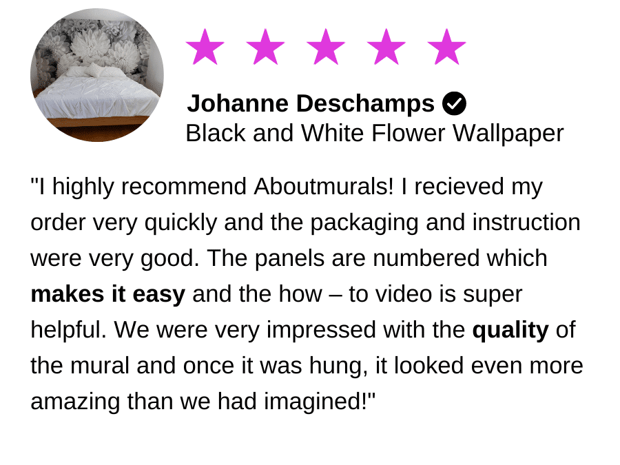 A wallpaper review from customer Johanne for About Murals