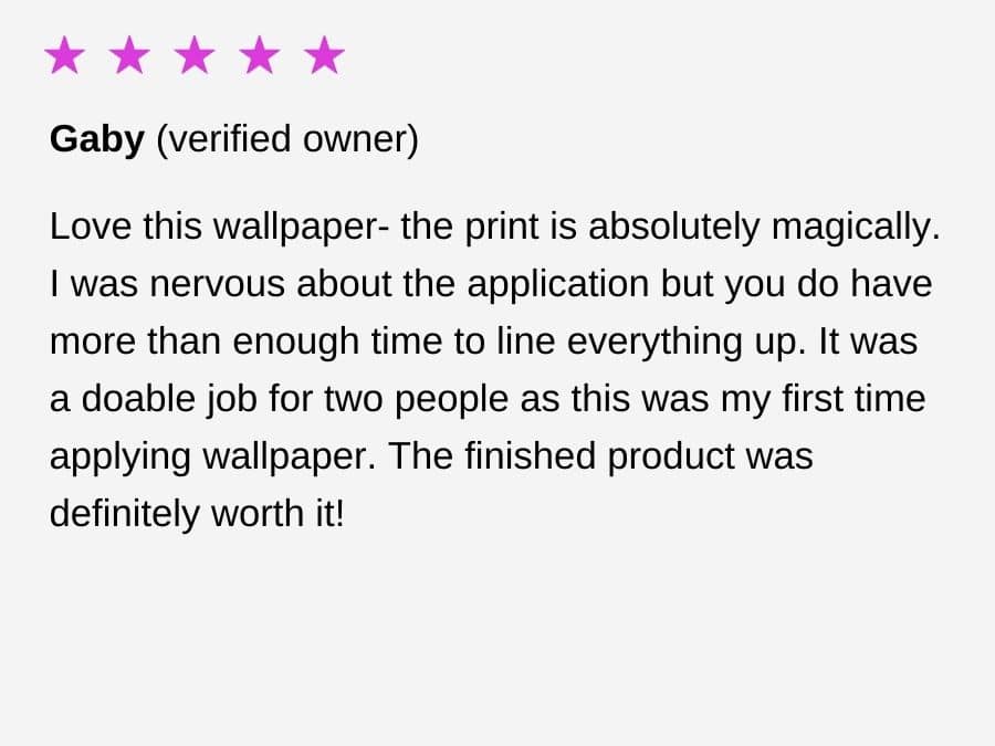 Wallpaper reviews from customer Gaby for About Murals.