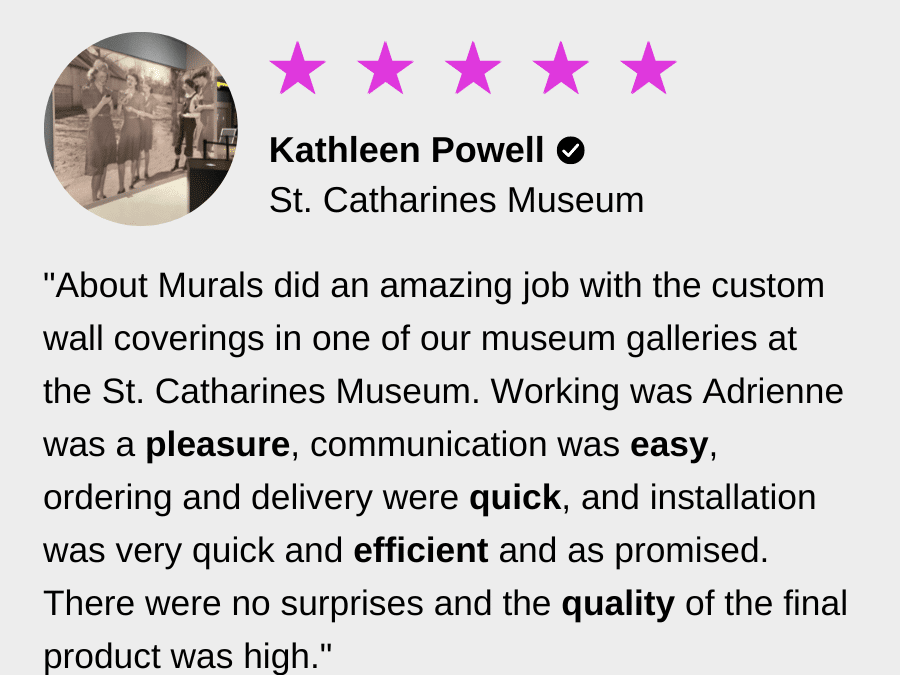 Review for commercial wallpaper at the St. Catharines Museum for About Murals.