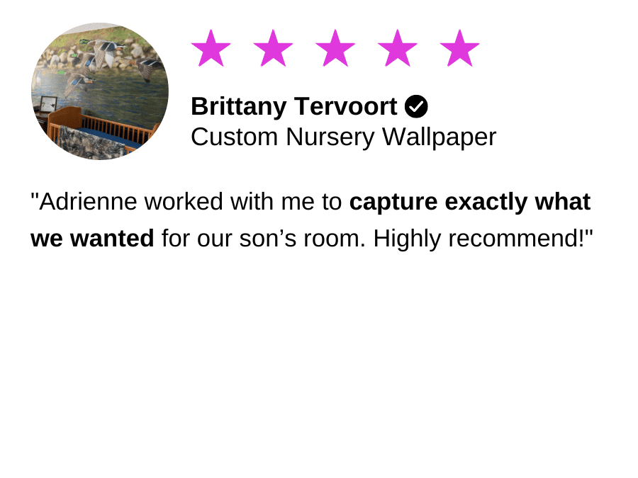 A review for custom wallpaper in a nursery for About Murals.