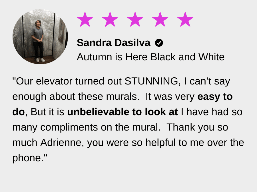 Removable Wallpaper Reviews from customer Sandra Dasilva for About Murals.